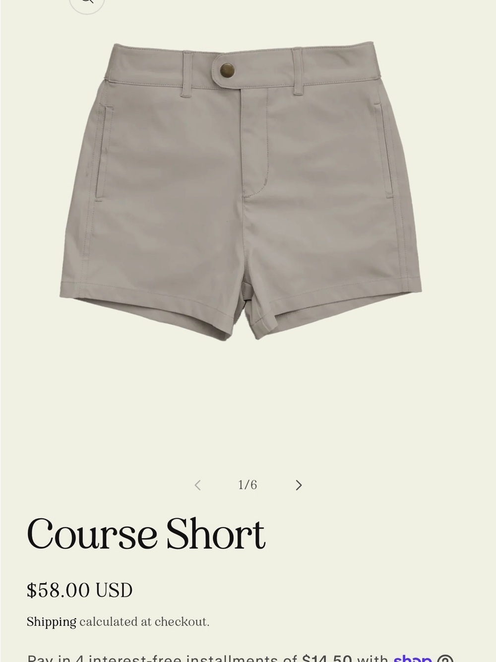 NWT - Cadets Course Short in Kiawah Khaki